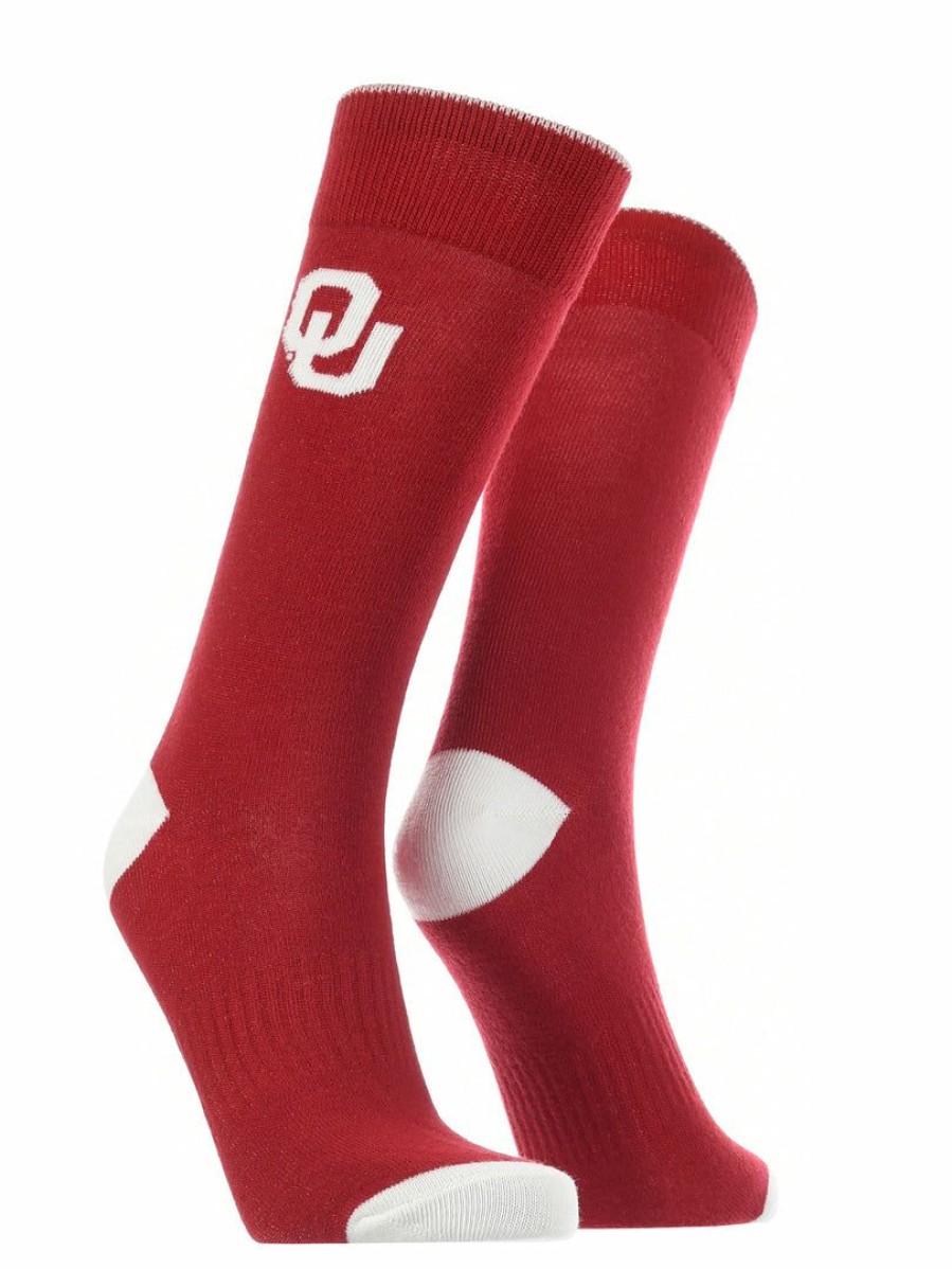 Ncaa Socks * | Wholesale Tck Ou Oklahoma Sooners Dress Socks Dean'S List Crew Length Socks All Schools Crimson/White