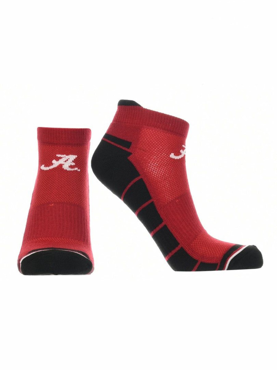 Ncaa Socks * | Discount Tck Alabama Crimson Tide Low Cut Ankle Socks With Tab Crimson/Black/White