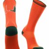 Ncaa Socks * | Outlet Tck Miami Hurricanes Socks Campus Legend Crew Length All Schools Orange/Green