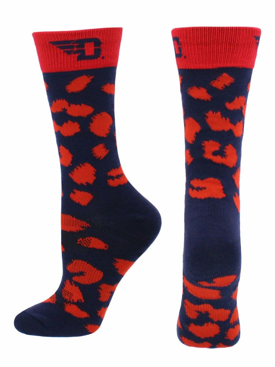 Ncaa Socks * | Flash Sale Tck All Schools Dayton Flyers Socks Womens Savage Crew Socks Red/Blue