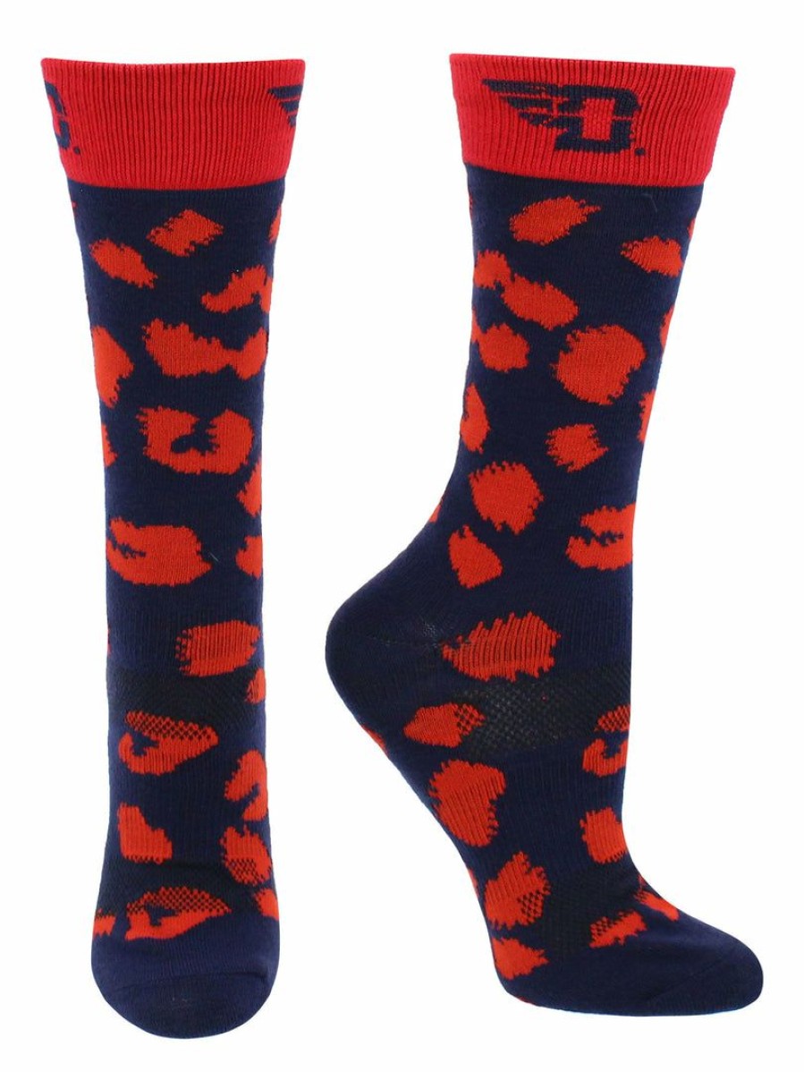 Ncaa Socks * | Flash Sale Tck All Schools Dayton Flyers Socks Womens Savage Crew Socks Red/Blue