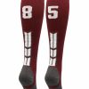 Ncaa Socks * | Best Sale Madsportsstuff Maroon Player Id Custom Number Over The Calf Socks For Softball Baseball Football Boys And Girls Softball Socks