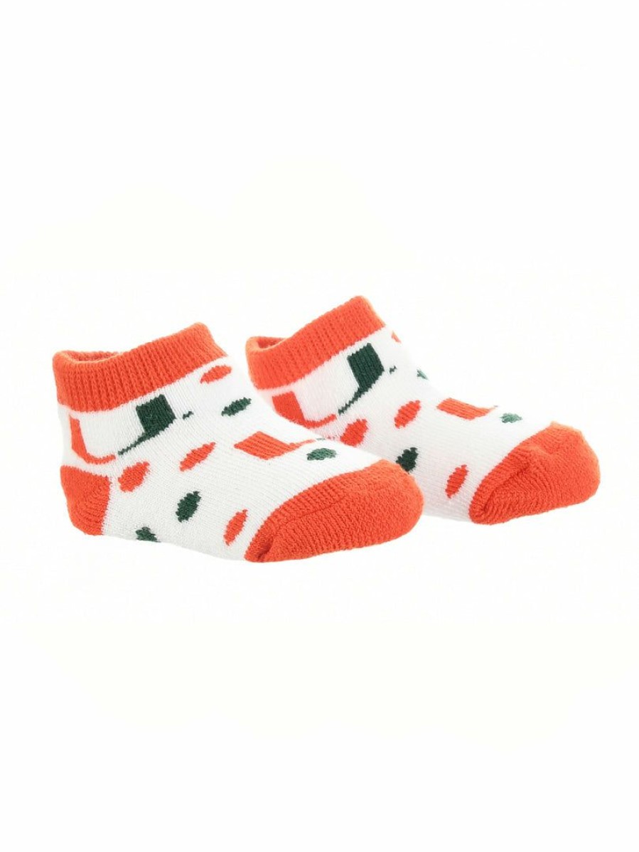 Ncaa Socks * | Hot Sale Tck Miami Hurricanes Toddler Socks Low Cut Little Fan All Schools Orange/Green/White