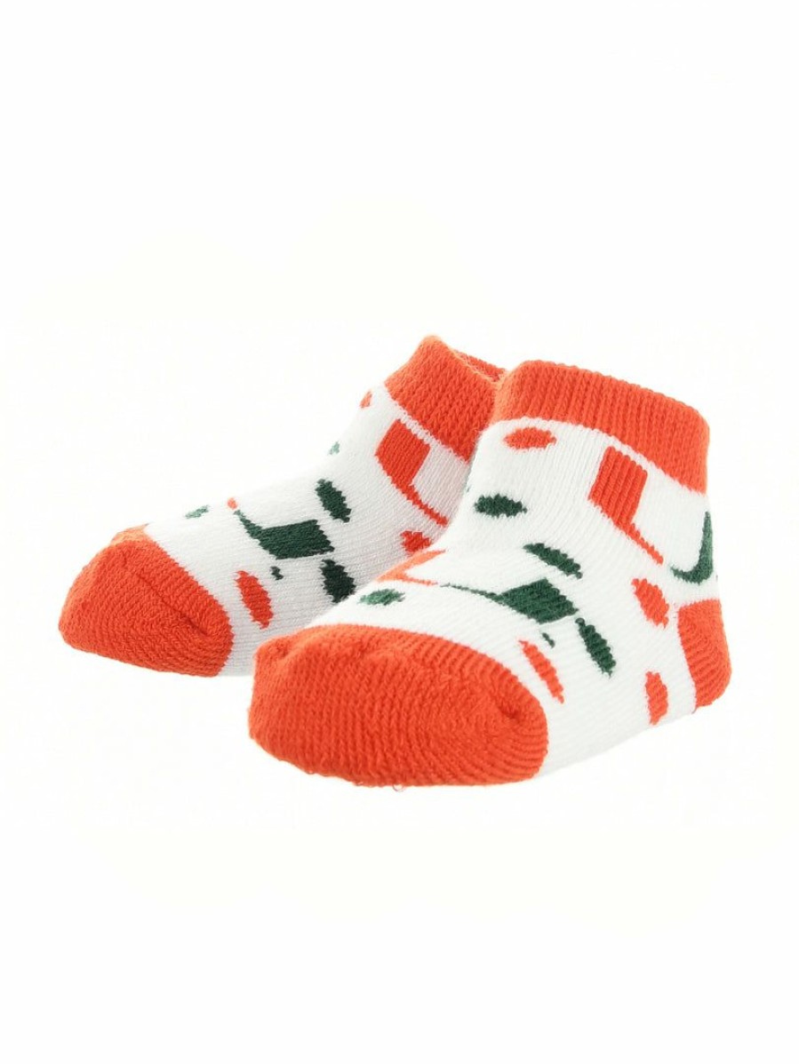 Ncaa Socks * | Hot Sale Tck Miami Hurricanes Toddler Socks Low Cut Little Fan All Schools Orange/Green/White