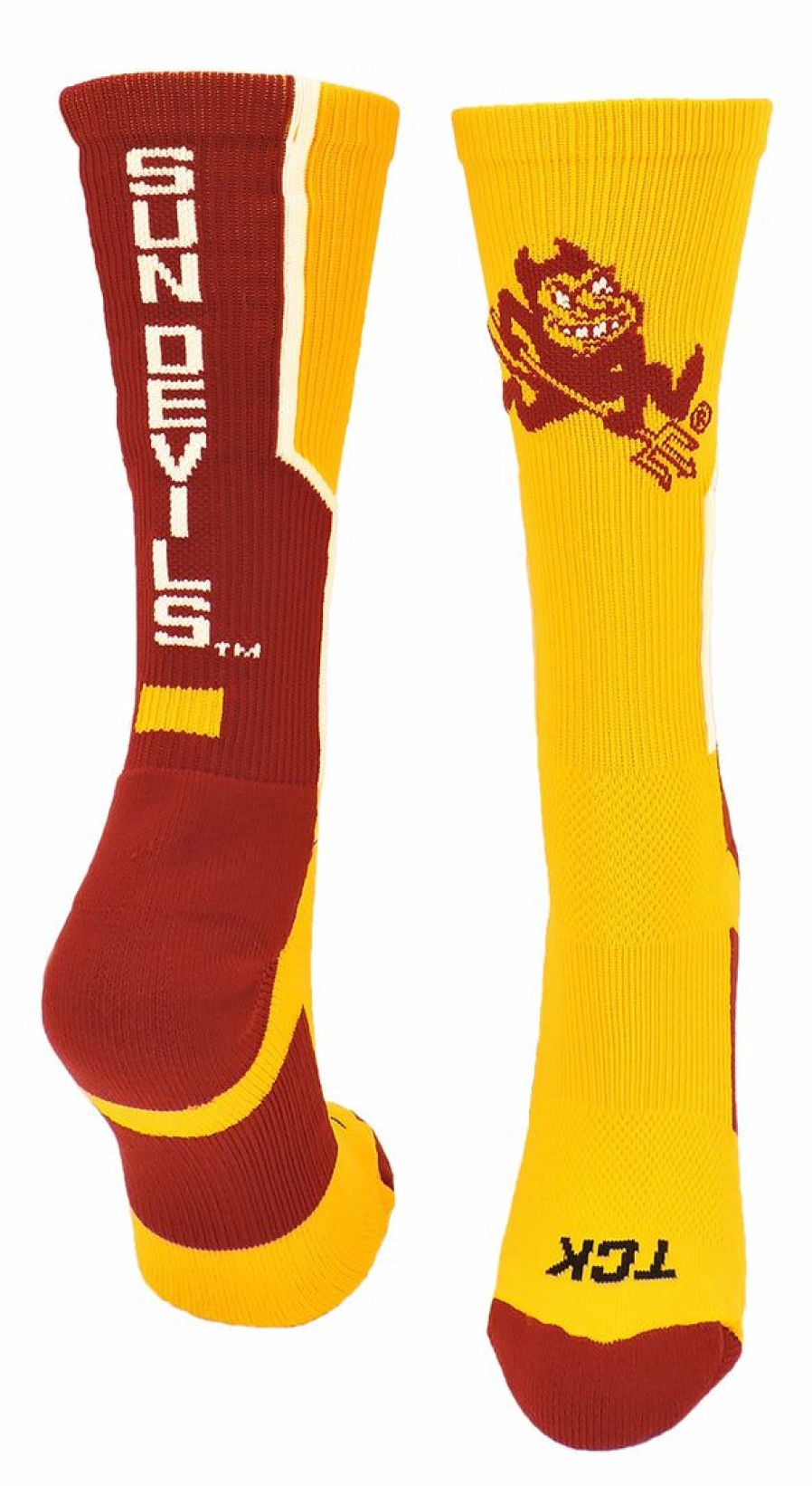 Ncaa Socks * | Promo Tck Arizona State University Socks Asu Sun Devils Perimeter Crew Gold/Maroon/White