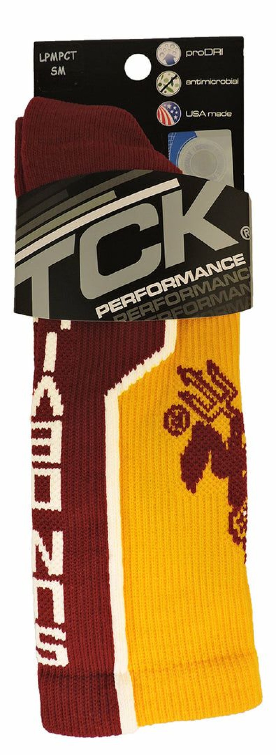 Ncaa Socks * | Promo Tck Arizona State University Socks Asu Sun Devils Perimeter Crew Gold/Maroon/White