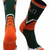 Ncaa Socks * | Best Pirce Tck Miami Hurricanes Socks Victory Crew All Schools Green/Orange/White