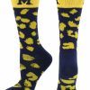 Ncaa Socks * | Cheap Tck All Schools Michigan Wolverines Socks Womens Savage Crew Socks Maize/Blue