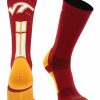 Ncaa Socks * | Discount Tck Sports All Schools Virginia Tech Hokies Socks Baseline 3.0 Crew Cardinal/Orange/White