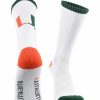 Ncaa Socks * | Hot Sale Tck Miami Hurricanes Socks Basic Crew White Socks White/Green/Orange