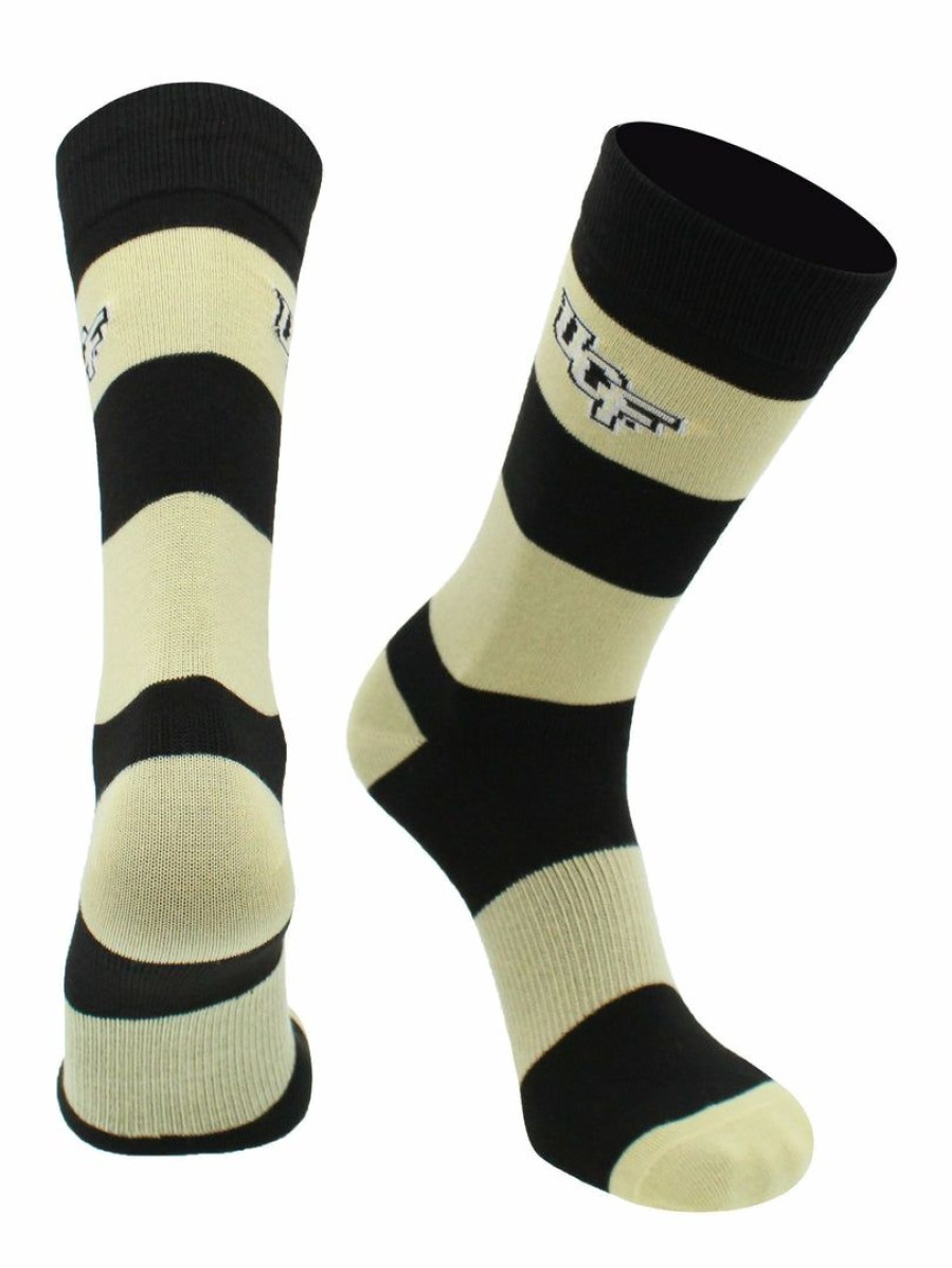 Ncaa Socks * | Best Deal Tck Central Florida Golden Knights Socks Game Day Striped Crew Socks Black/Gold