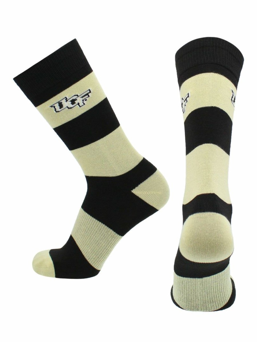 Ncaa Socks * | Best Deal Tck Central Florida Golden Knights Socks Game Day Striped Crew Socks Black/Gold