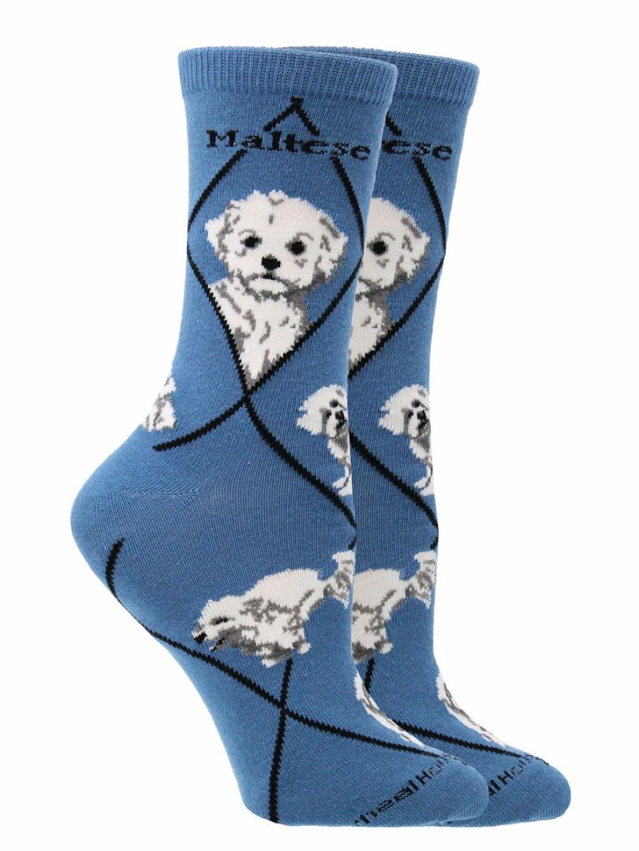 Ncaa Socks * | Cheap Whd Maltese Socks For Women Gift For Dog Lovers Blue