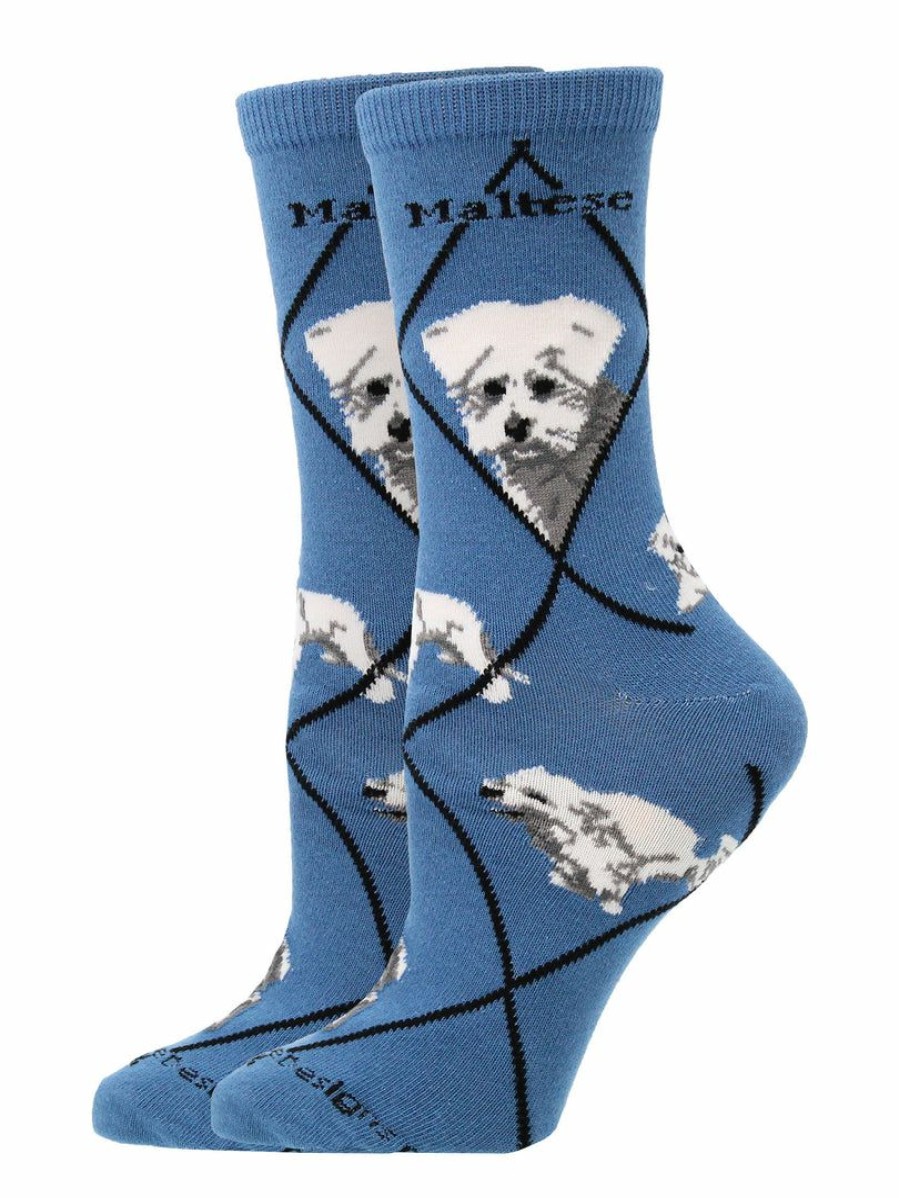 Ncaa Socks * | Cheap Whd Maltese Socks For Women Gift For Dog Lovers Blue