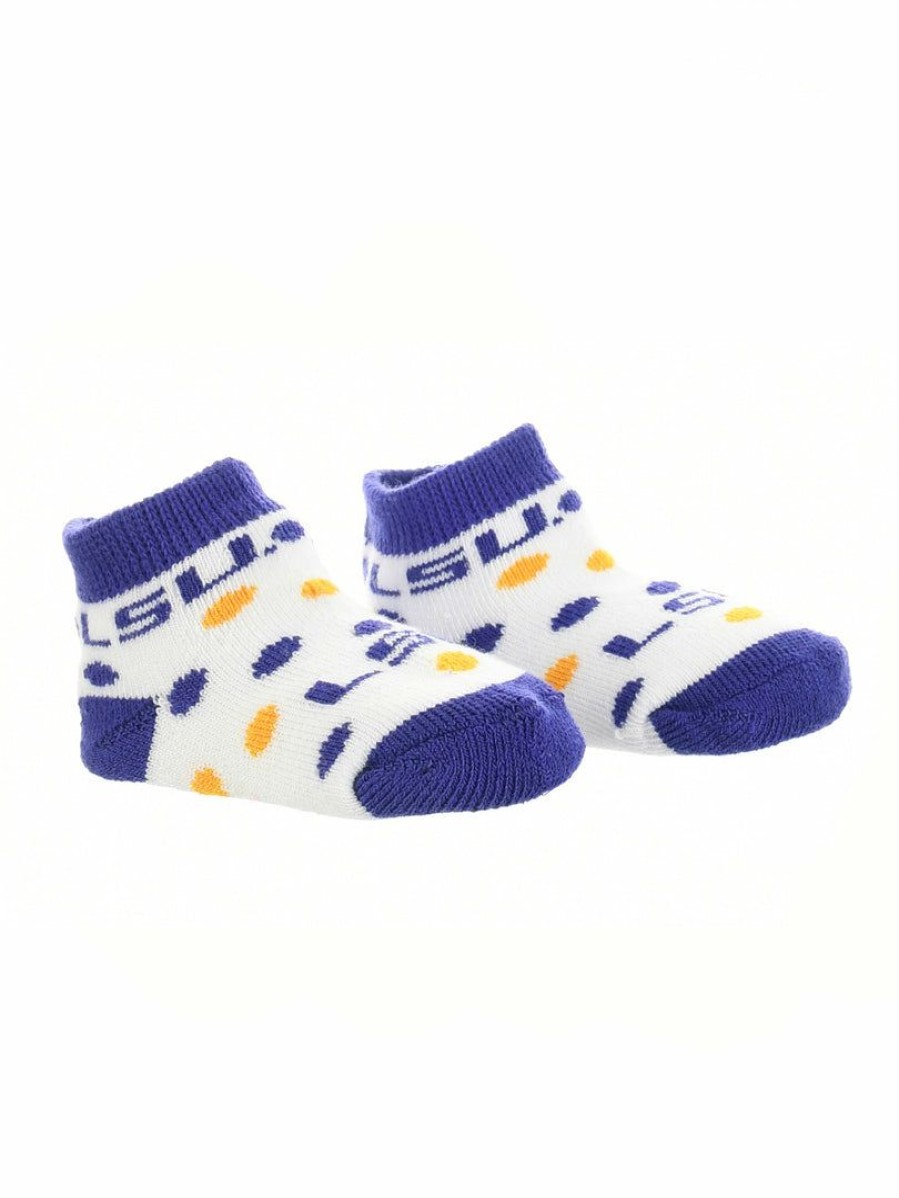 Ncaa Socks * | Outlet Tck All Schools Lsu Tigers Toddler Socks Low Cut Little Fan Purple/Gold/White