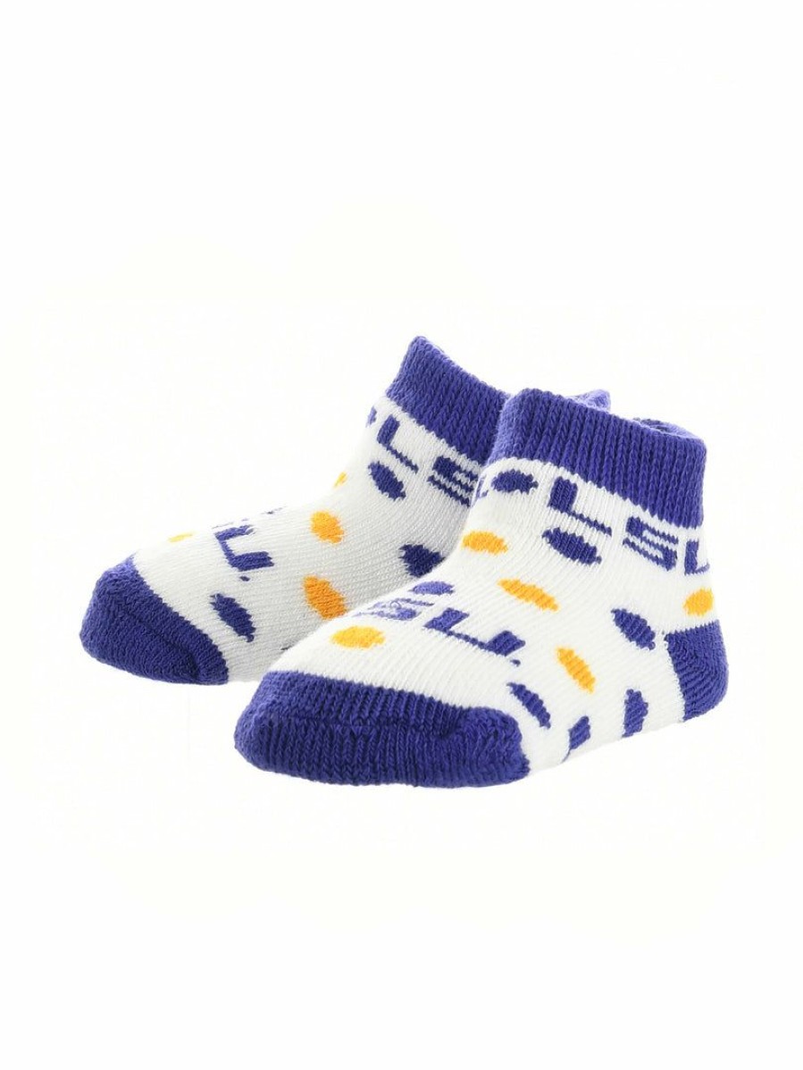 Ncaa Socks * | Outlet Tck All Schools Lsu Tigers Toddler Socks Low Cut Little Fan Purple/Gold/White