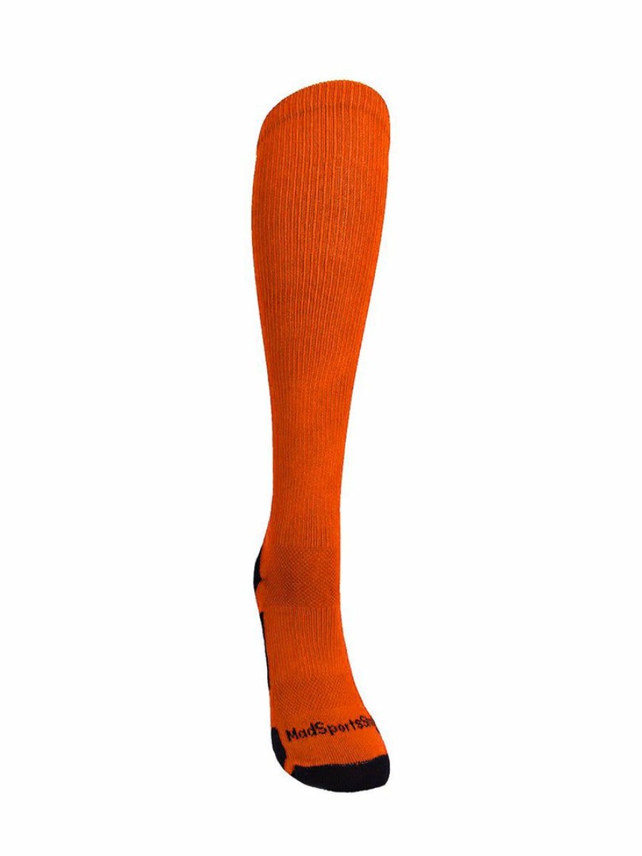 Ncaa Socks * | Wholesale Madsportsstuff Orange And Black Player Id Custom Number Over The Calf Socks For Softball Baseball Football Boys And Girls