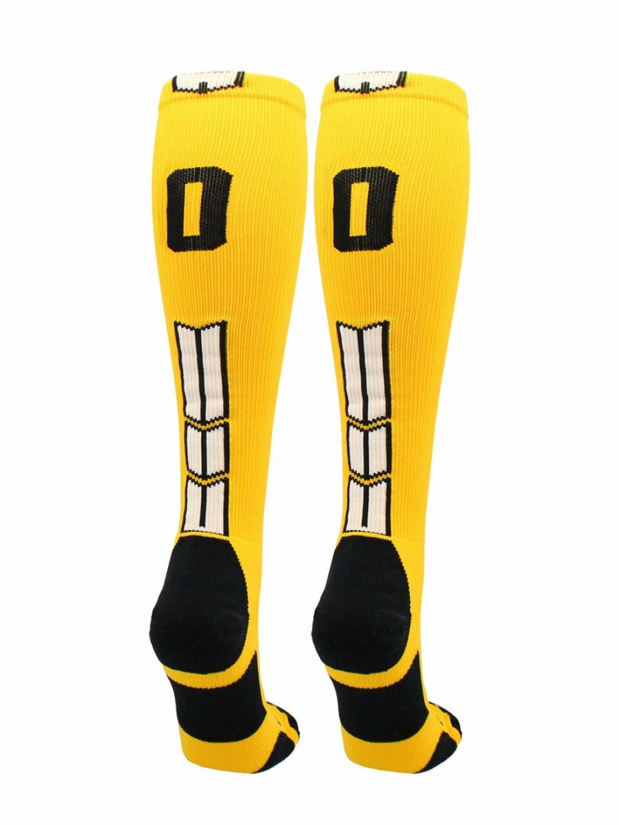 Ncaa Socks * | Cheap Madsportsstuff Softball Socks Gold Player Id Custom Number Over The Calf Socks For Softball Baseball Football Boys And Girls