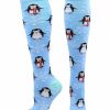 Ncaa Socks * | Top 10 Madsportsstuff Snow Penguin Christmas Socks Over The Calf Length Softball Socks Sky Blue