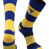 Ncaa Socks * | Discount Tck All Schools West Virginia Mountaineers Socks Game Day Striped Crew Socks Blue/Gold