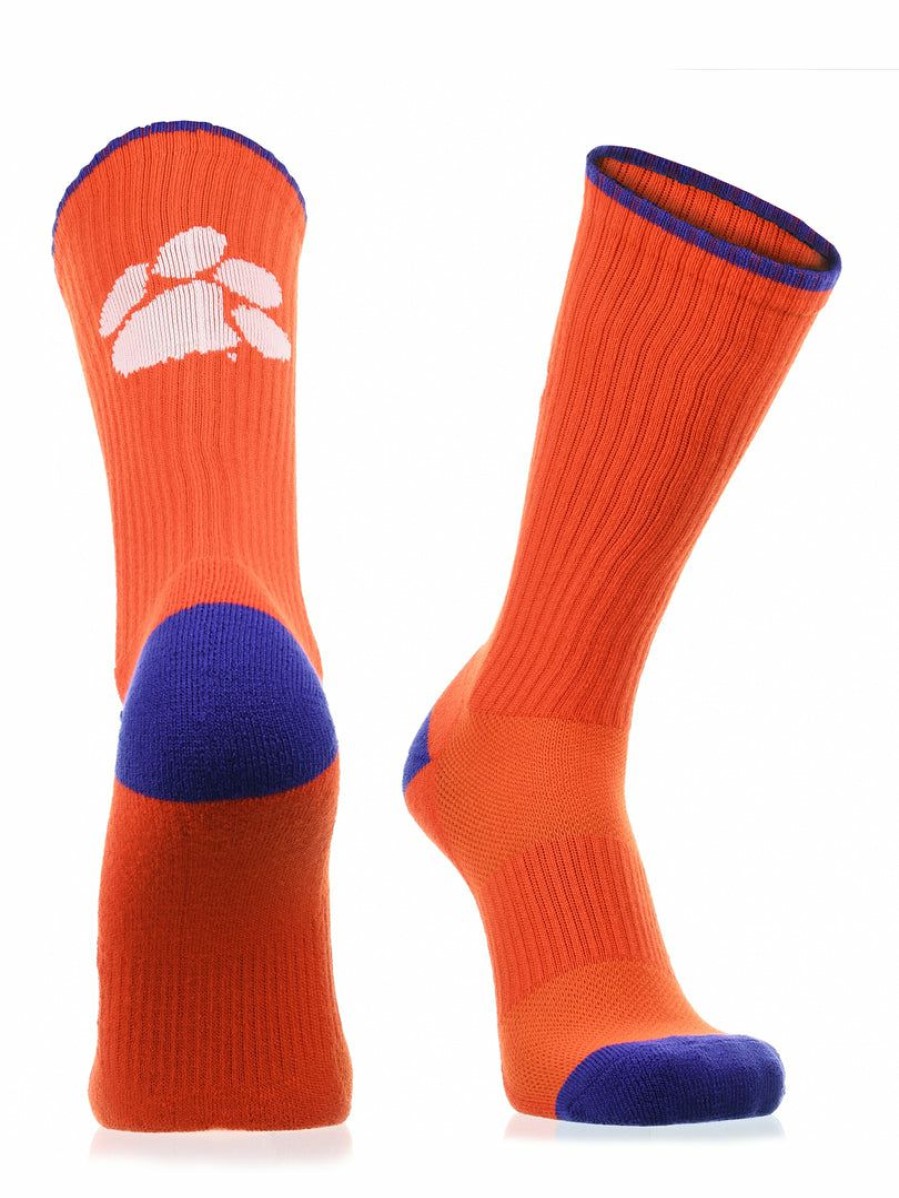 Ncaa Socks * | Best Sale Tck Clemson Tigers Socks Campus Legend Crew Length Orange/Purple/White