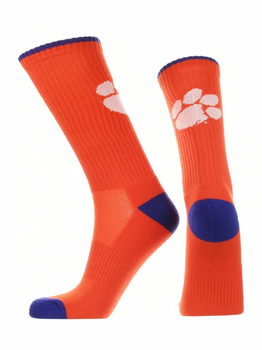 Ncaa Socks * | Best Sale Tck Clemson Tigers Socks Campus Legend Crew Length Orange/Purple/White