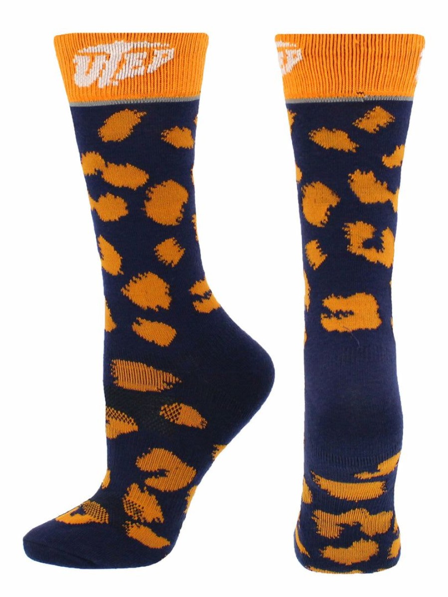 Ncaa Socks * | Flash Sale Tck All Schools Utep Miners Socks Womens Savage Crew Socks Blue/Orange