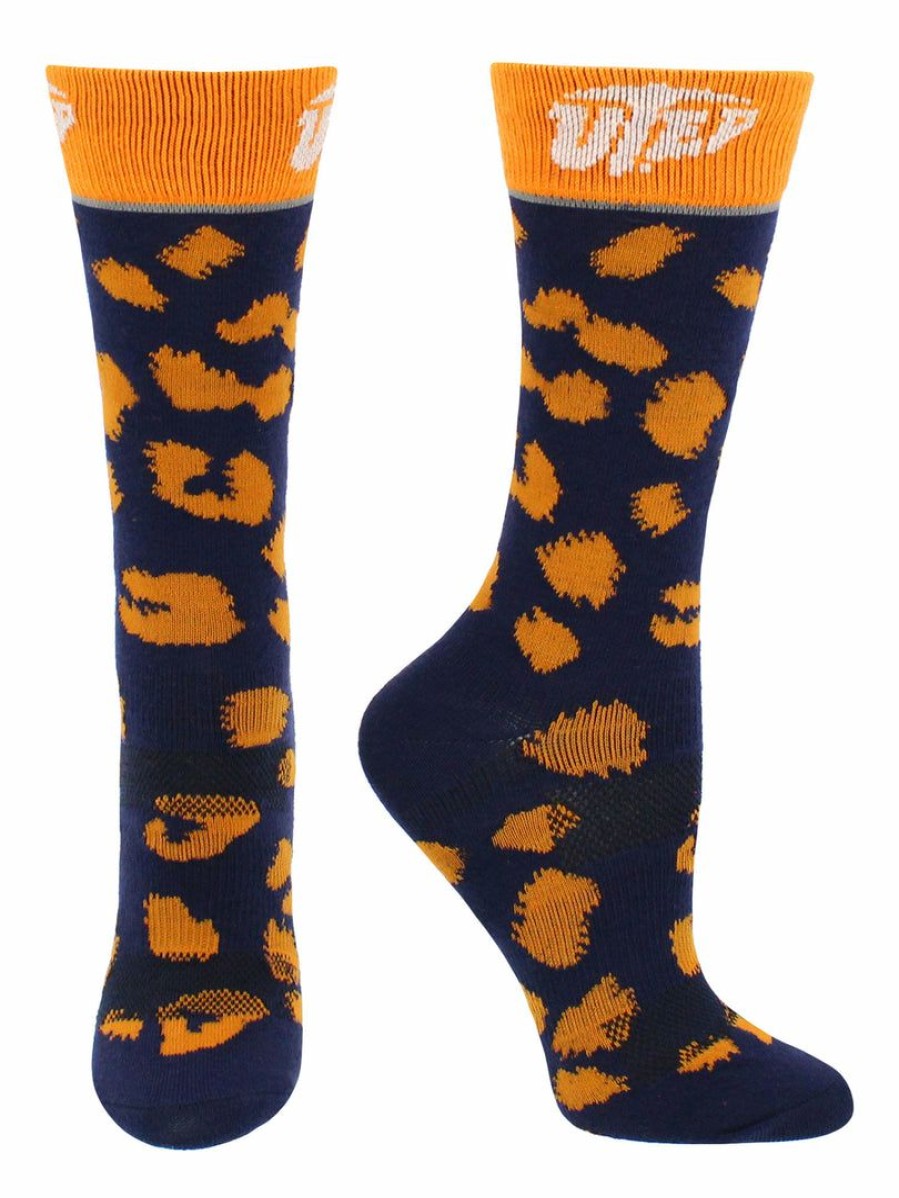 Ncaa Socks * | Flash Sale Tck All Schools Utep Miners Socks Womens Savage Crew Socks Blue/Orange