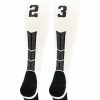 Ncaa Socks * | Best Sale Madsportsstuff Softball Socks White Player Id Custom Number Over The Calf Socks For Softball Baseball Football Boys And Girls