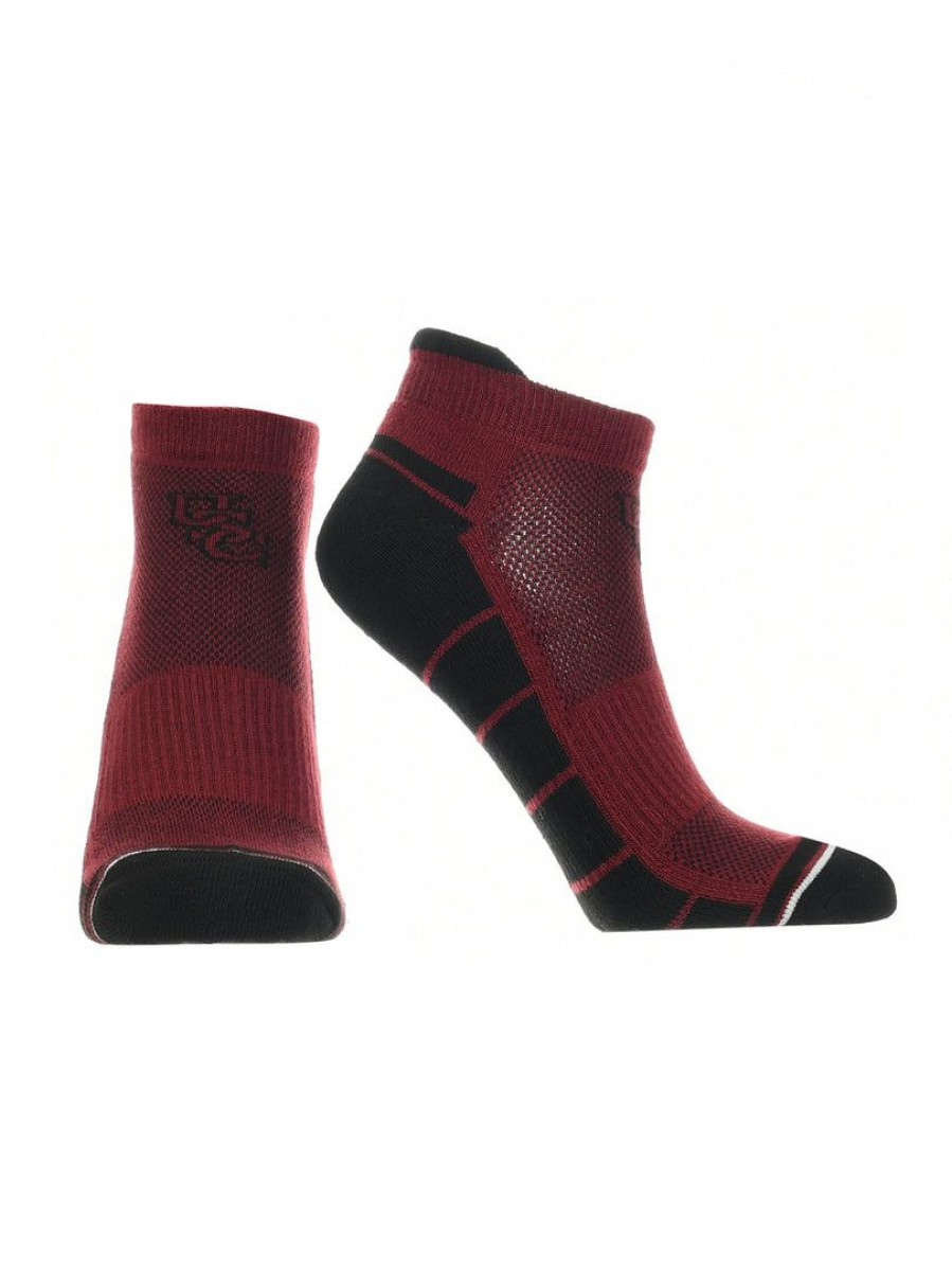 Ncaa Socks * | Promo Tck All Schools South Carolina Fighting Gamecocks Low Cut Ankle Socks With Tab Garnet/Black