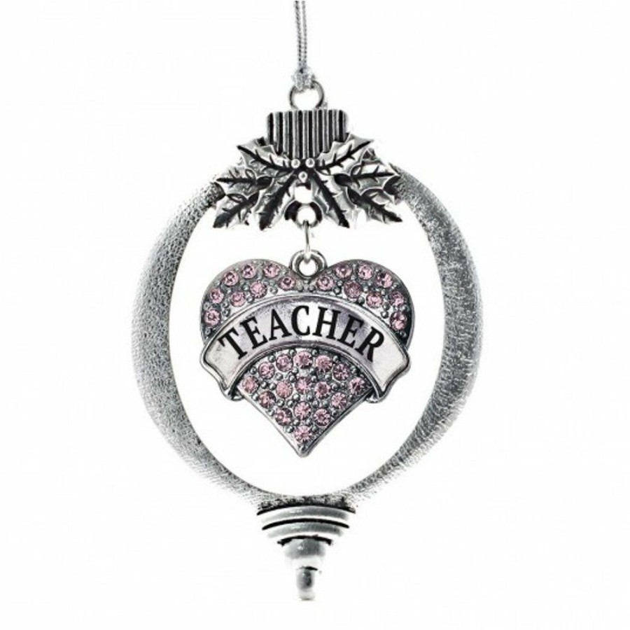 Accessories * | Best Pirce Madsportsstuff Christmas Ornament With Crystal Teacher Heart Charm