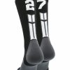 Ncaa Socks * | Outlet Madsportsstuff Black Player Id Custom Number Crew Socks For Basketball Lacrosse Volleyball Boys And Girls Volleyball Socks