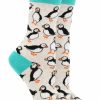 Ncaa Socks * | Outlet Whd Crazy Socks Crew Puffin Socks For Women Gift For Bird Lovers Oatmeal