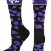 Ncaa Socks * | Cheap Tck All Schools Kansas State Wildcats Socks Womens Savage Crew Socks Purple/Black