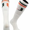 Ncaa Socks * | Best Sale Tck Miami Hurricanes Socks Throwback Tube Socks White/Green/Orange