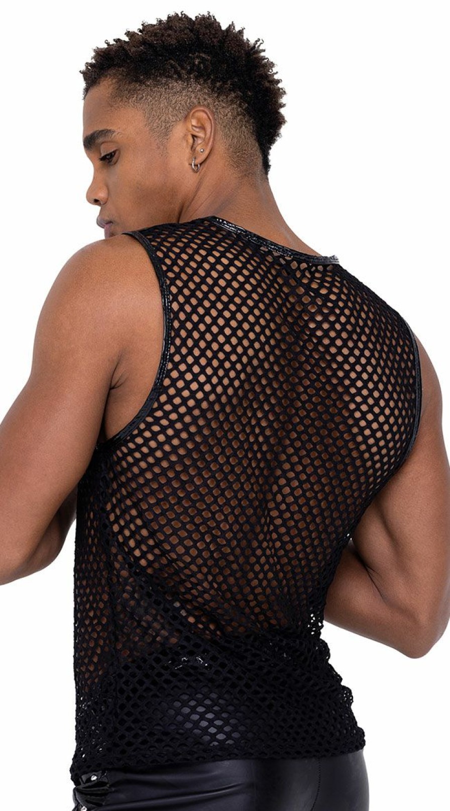 Dancewear * | Roma Men'S Studded Fishnet Tank Top