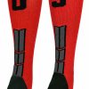 Ncaa Socks * | New Madsportsstuff Red And Black Player Id Custom Number Over The Calf Socks For Softball Baseball Football Boys And Girls Baseball Socks