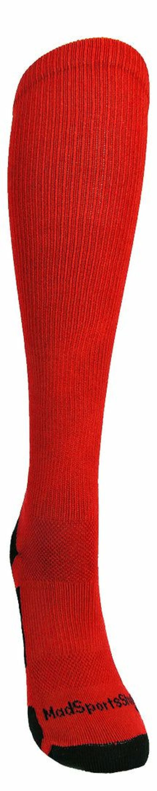 Ncaa Socks * | New Madsportsstuff Red And Black Player Id Custom Number Over The Calf Socks For Softball Baseball Football Boys And Girls Baseball Socks