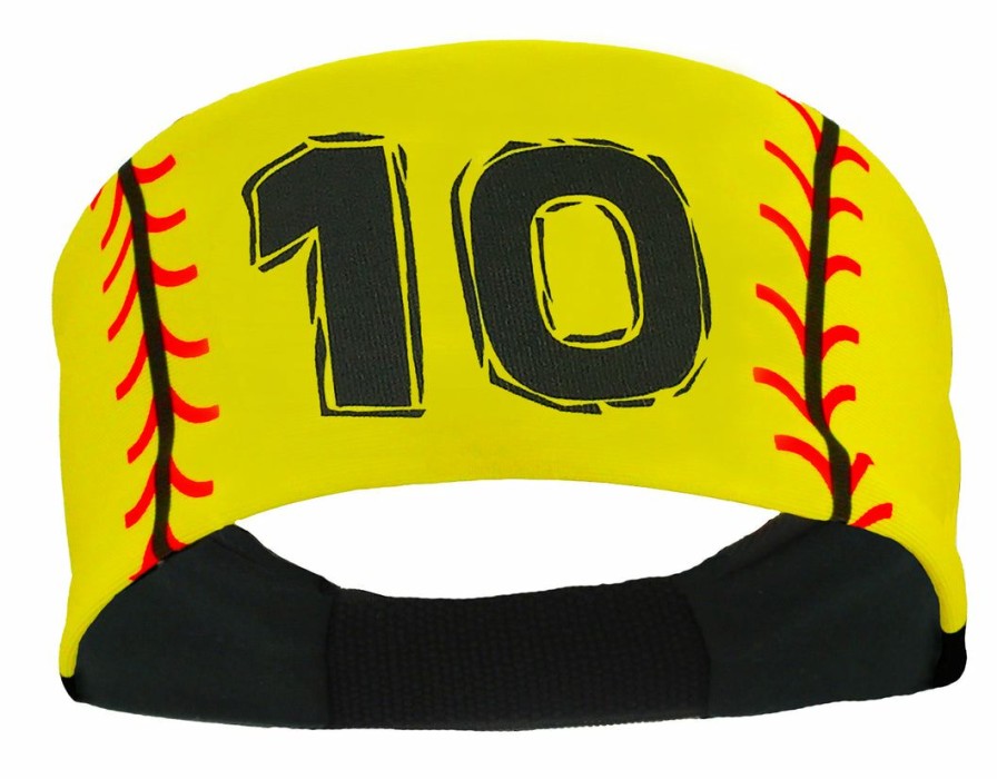 Accessories * | Brand New Madsportsstuff Softball Headband For Girls With Jersey Number (Numbers 00-39) Headbands Yellow