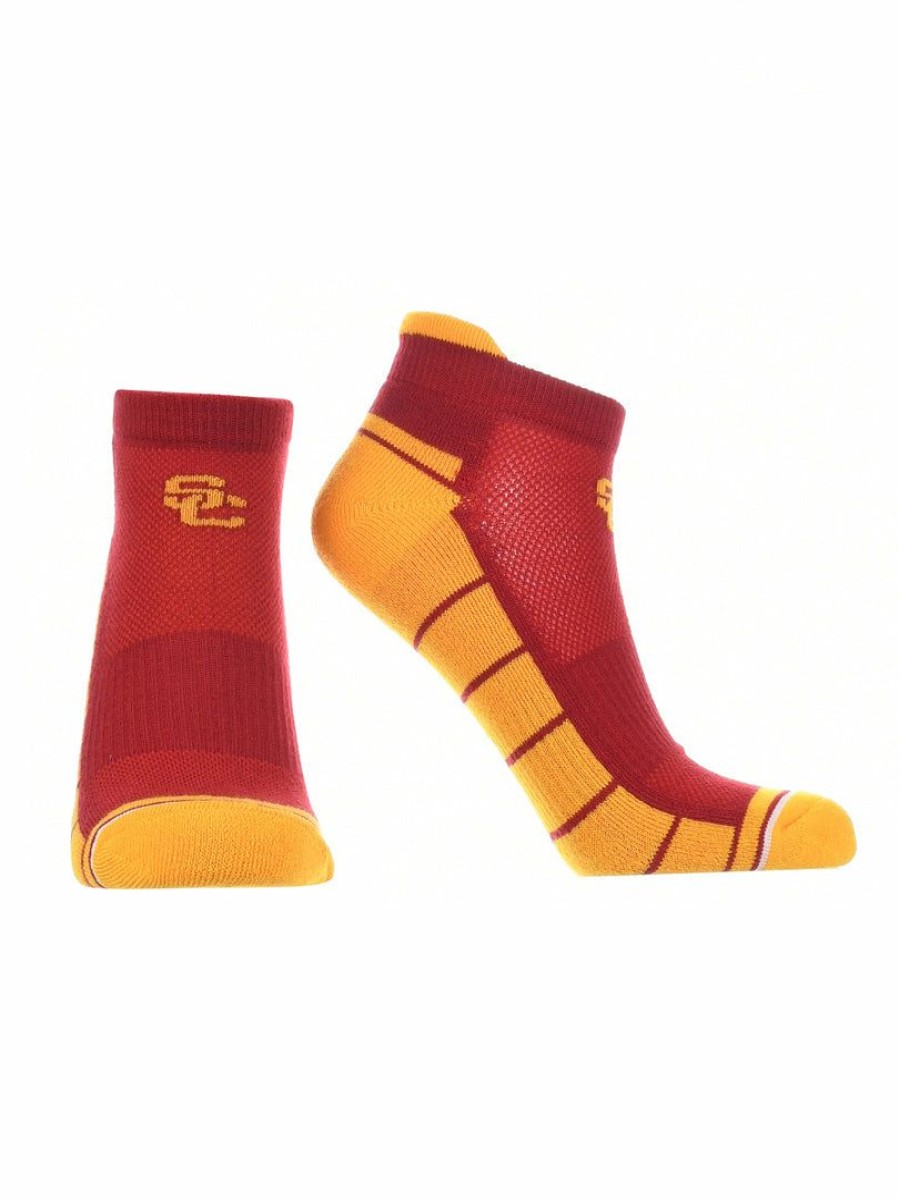 Ncaa Socks * | Top 10 Tck All Schools Usc Trojans Low Cut Ankle Socks With Tab Red/Gold