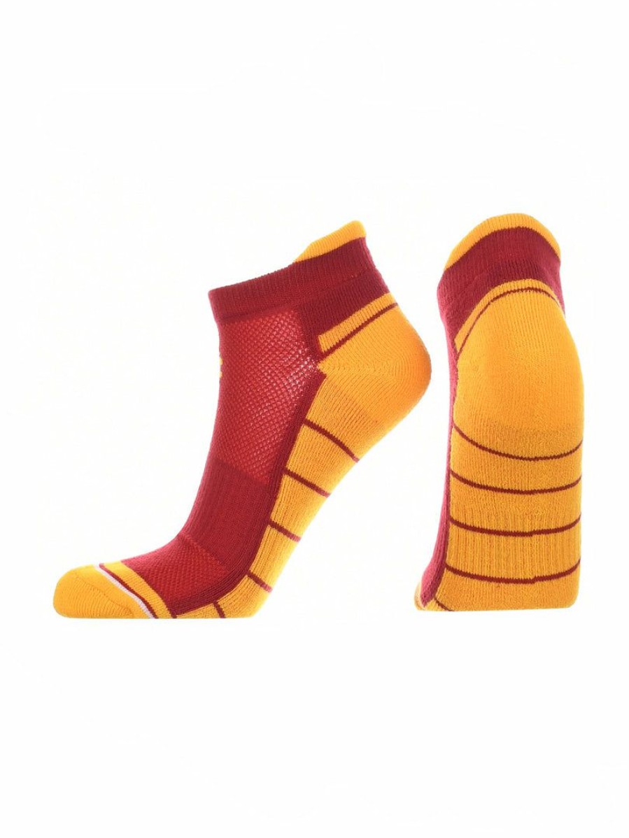 Ncaa Socks * | Top 10 Tck All Schools Usc Trojans Low Cut Ankle Socks With Tab Red/Gold