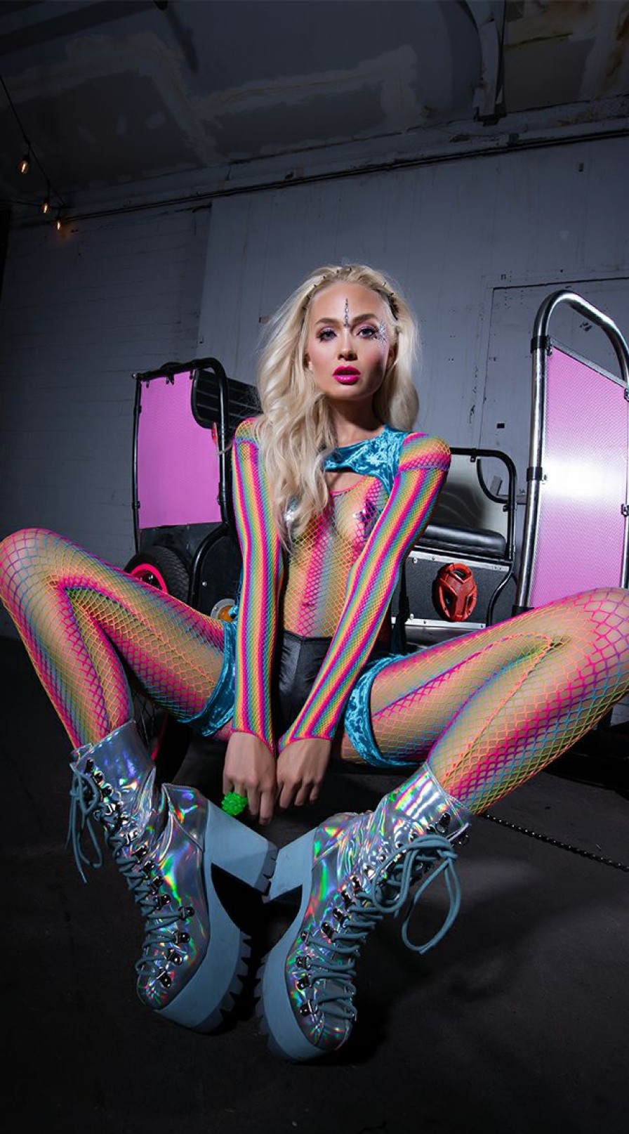 Lingerie * | Music Legs Rainbow Fishnet Bodystocking