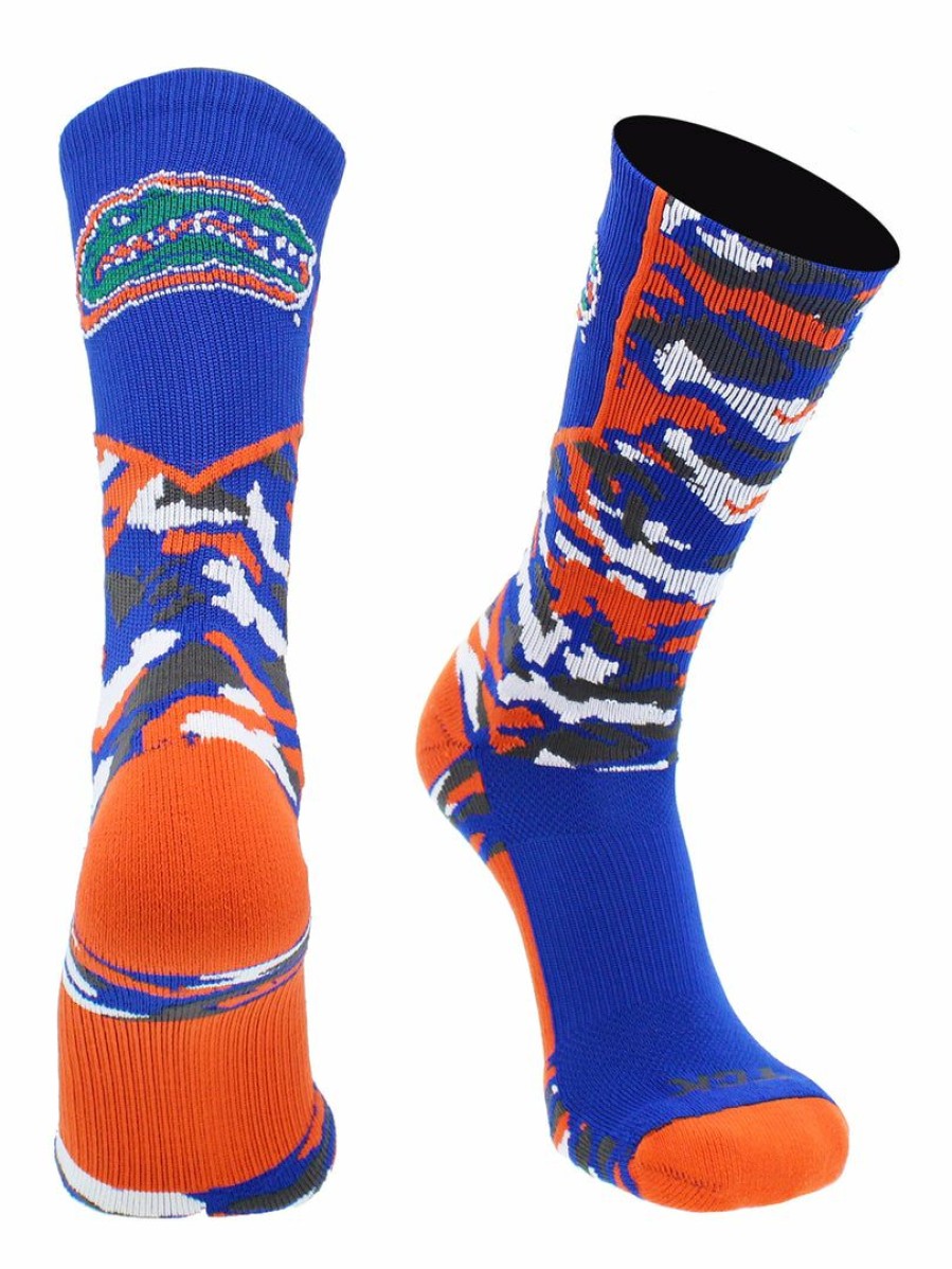 Ncaa Socks * | Best Reviews Of Tck Sports University Of Florida Gators Socks Woodland Camo Crew Royal/Orange/White