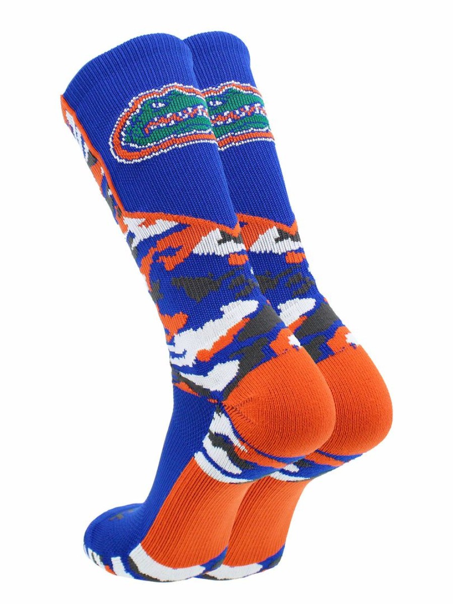 Ncaa Socks * | Best Reviews Of Tck Sports University Of Florida Gators Socks Woodland Camo Crew Royal/Orange/White