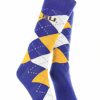 Ncaa Socks * | Wholesale Tck Lsu Tigers Argyle Dress Socks Ncaa Fanwear Crew Length All Schools Purple/Gold