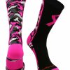 Ncaa Socks * | Brand New Madsportsstuff Baseball Socks Pink Ribbon Breast Cancer Awareness Camo Athletic Crew Socks (Multiple Colors)