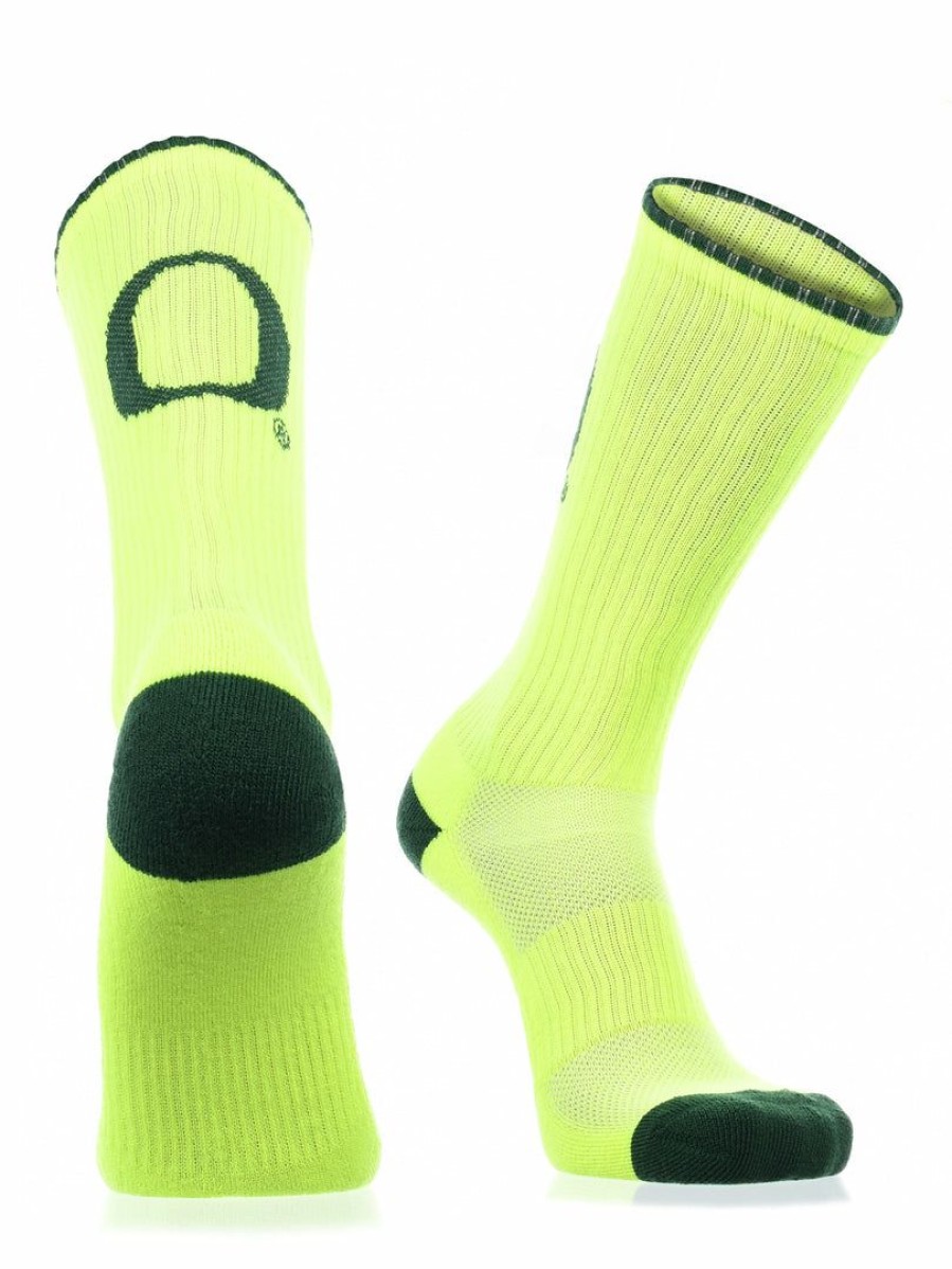 Ncaa Socks * | Brand New Tck Oregon Ducks Socks Campus Legend Crew Length Yellow/Green