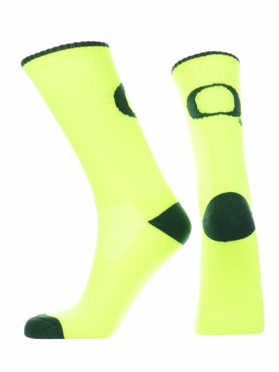 Ncaa Socks * | Brand New Tck Oregon Ducks Socks Campus Legend Crew Length Yellow/Green