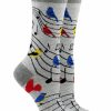 Ncaa Socks * | Promo Whd Bird Song Socks For Women Gift For Bird Lovers Crazy Socks Crew Light Gray