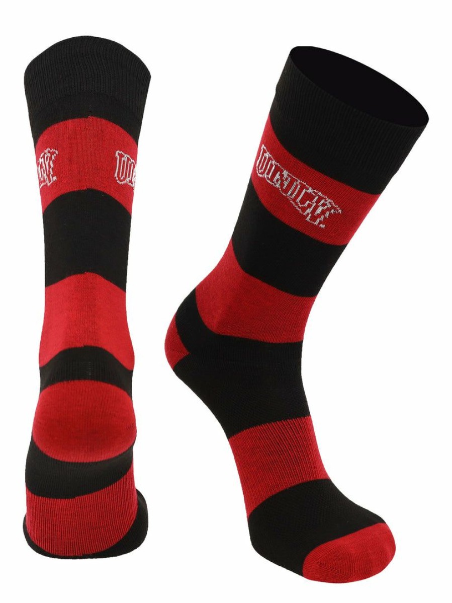 Ncaa Socks * | Promo Tck All Schools Unlv Rebels Socks Game Day Striped Crew Socks Scarlet/Black